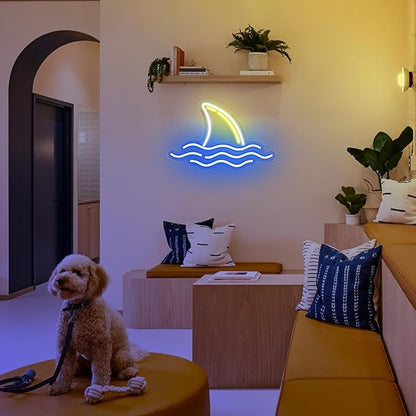 Neon Sign, Shark Led Neon Signs for Bedroom Decor, USB Powered OceanTheme Art Neon Night Light Acrylic Light Up Sign for Kids Birthday Gift Festival Party Holiday Decor