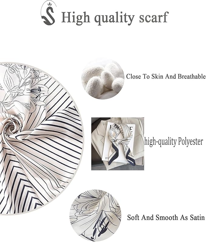 Neck Scarf For Womens Silky Head Scarves Hair Bandanas Square Scarf Fashion Accessories lightweight