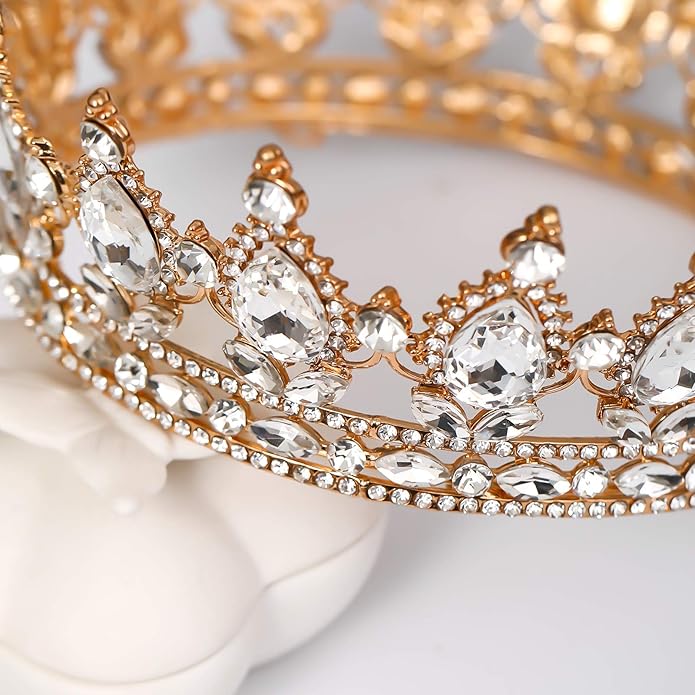 FORSEVEN Queen Crown Rhinestone Wedding Crowns and Tiaras for Women Costume Party Hair Accessories Princess Birthday Crown Crystal Bridal Crown Christmas Decorations Headband