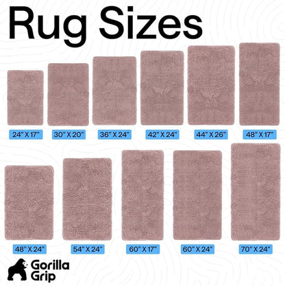 GORILLA GRIP Bath Rug Mat 36x24, Soft Absorbent Chenille, Quick Dry Microfiber Mats, Rubber Backing Washable Shower Floor Rugs, Bathmat Runner, US Designed Bathroom Home Decor Accessories Dusty Rose