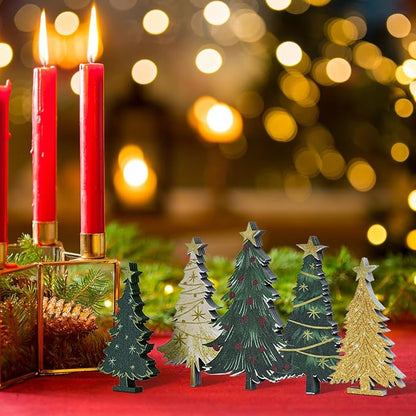 Smile 3 Pcs Wooden Blocks Christmas Decoration Trees Signs, Rustic Centerpieces Wooden Trees, Tiered Tray Decorations for Home Table Shelf Decor.