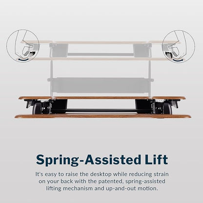 Vari VariDesk Pro Plus 36 Standing Desk Converter – 11 Height Settings + Spring Lift, 2 Tier Design, Keyboard Tray, Fits Desktops 36” Wide x 26.5" Deep – Delivers Fully Assembled (Walnut)