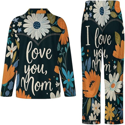 Lemons Leaves Ceramic Style Womens Pajama Set Long Sleeve Pajamas Top And Pants Soft Loungewear Pjs Sets