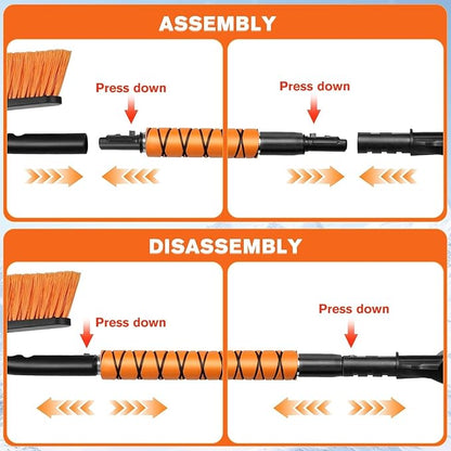 Telescopic Snow Brush Ice Scraper Combo, 2-in-1 Adjustable Length 26-36in & 360° Pivoting Head for Car Truck SUV, Christmas Auto Gifts
