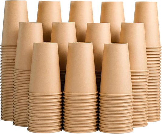 1000 Pack 12 oz Paper Coffee Cups, Disposable Kraft Coffee Cups, Hot/Cold Drinking Cup for Water, Coffee, Juice