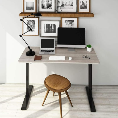 FLEXISPOT EN1 One-Piece Standing Desk with 1-Inch Thick Desktop, 60"x24" Electric Height Adjustable Desk for Home Office & Multi-Device Workstations, Gray Wood