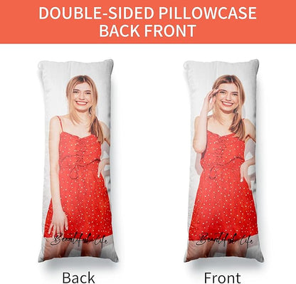 Easycosy Custom Body Pillow with Picture & Text 20"x54", Two-Sides Soft Skin-Friendly Photo Pillowcase, Personalized Long Pillow Cover with Photo, Custom Love Keepsake Gifts (No Pillow Insert)
