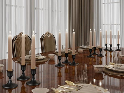 12PCS Black Taper Candle Holders Set, Vintage Metal Candlestick Holders for Dinner Room Table Centerpiece or Mantel Wedding Party Decor