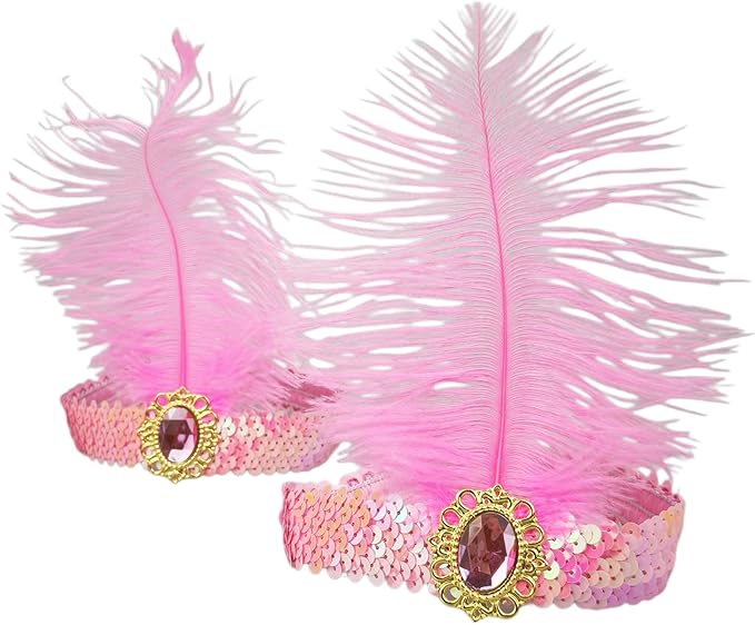 Feather Headpiece Sequins Headbands 1920s Flapper Showgirl Headpieces for Women Girls Carnival Party Accessories