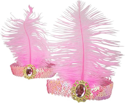 Feather Headpiece Sequins Headbands 1920s Flapper Showgirl Headpieces for Women Girls Carnival Party Accessories