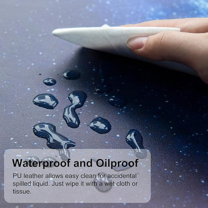 QIYI Large Desk Pad, Milky Way Mouse Pad Desktop Decor, Waterproof PU Leather Desk Cover Protector, Desk Accessories for Office Home Work Writing Gaming 31.5" x 11.8" - Blue Galaxy
