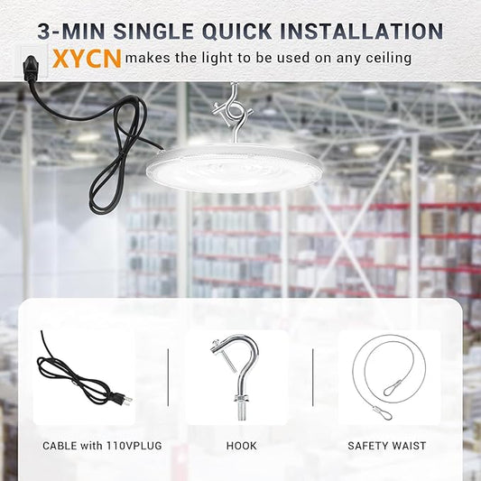 15 Pack 250W UFO Led High Bay Light,120VAC,5000K Daylight Commercial Bay Lighting,IP66 Waterproof,41050LM,1150W MH/HPS with Plug Area Lighting for Warehouse/Shop/Workshop/Barn/Gym/Factory
