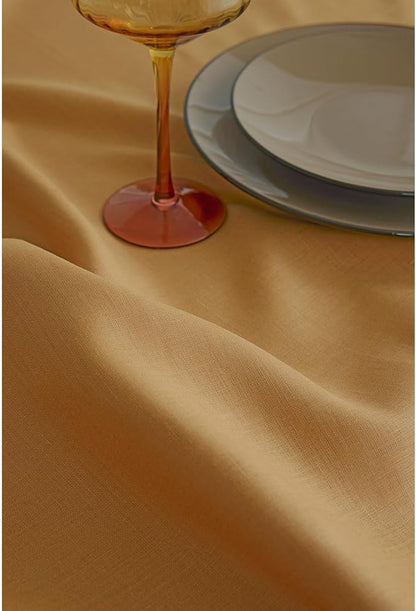 Solino Home Linen Table Runner 108 Inches Long - 100% Pure Linen Caramel Dining Table Runner 14 x 108 Inch for Fall, Autumn - Fete