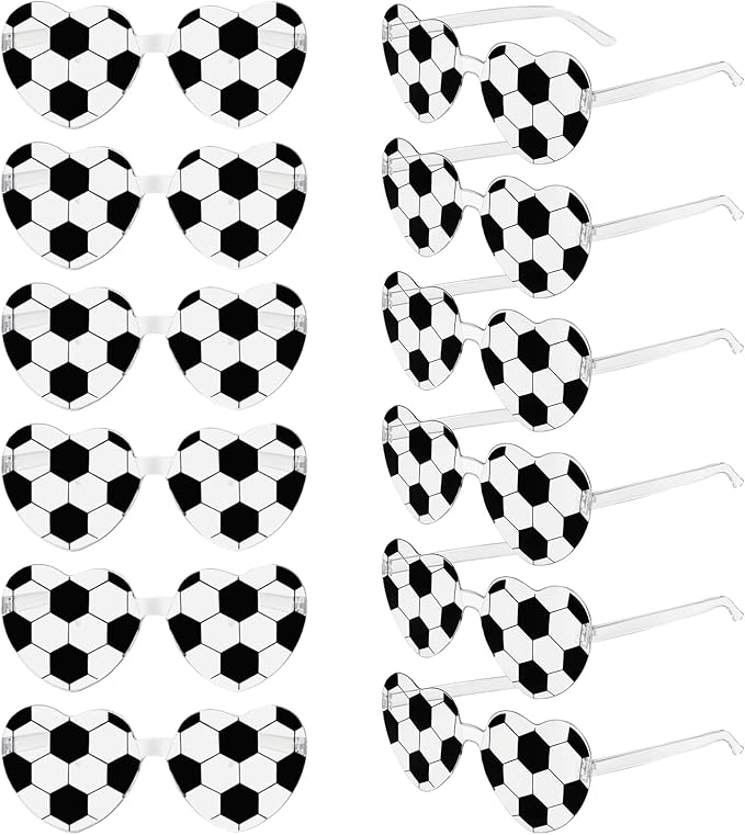 Pibupibu 12/24 Pack Volleyball Softball Football Soccer Gifts for Team Coach Heart Sunglasses Bulk Sports Party Favor Glasses