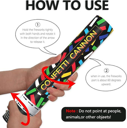 6 Pack Colorful Confetti Poppers, 12 Inch Biodegradable Confetti Cannon Party Poppers Shooters for Birthday, Wedding, Graduation, Anniversary, Parties