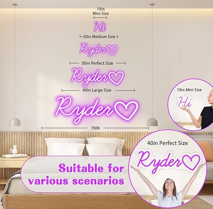 Custom Neon Sign – Personalized LED Neon Name Sign for Wall Decor, Bedroom, Birthday Gifts for 10 Year Old Girls, Wedding Proposal, Party Backdrop, Kids Room Decor, Customizable LED Light