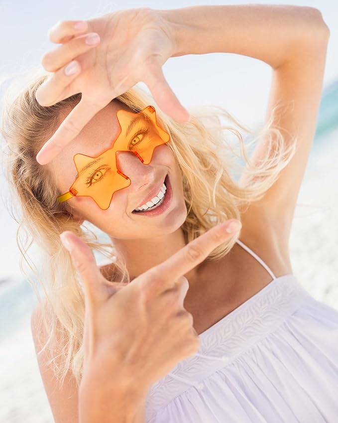 40 Pairs Rimless Star Sunglasses Bulk Wholesale Transparent Candy Color Star Glasses for Women Men Party Favors