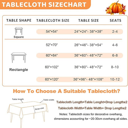 Fall Tablecloth Rectangle 52x70 Inch, Autumn Thanksgiving Harvest Orange Pumpkin Table Cloth Washable Spillproof Table Cover for Halloween Party, Picnic & Dinner Decor
