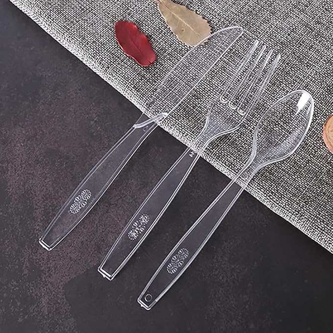 500 Count Extra Heavy Duty Plastic Silverware, 200 Forks, 200 Spoons, 100 Knives, Disposable Plastic Cutlery Set for Parties, Picnics, Big Event, Daily Use