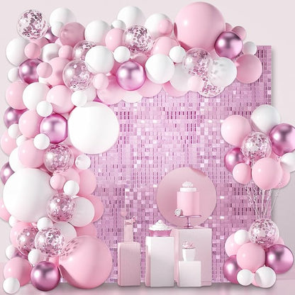 48 PCS Light Pink Shimmer Wall Backdrop, Square Sequin Photo Backdrops Panel, Glitter Wall Background for Birthdays, Weddings, Halloween, Engagements, Disco Bachelorette Party Decoration (6FTx8FT)