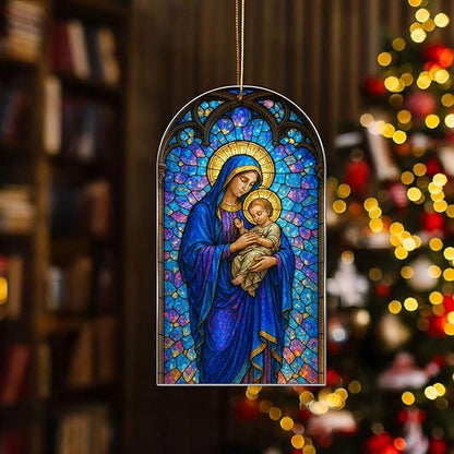 Hologram Nativity Ornament, Radiant Holy Scene Christmas Hanging Decor, Nativity Ornament, Christian Gifts for Mom, Luminous Window & Tree Decoration