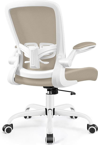 FelixKing Office Chair, Ergonomic Desk Chair with Adjustable Height and Lumbar Support Swivel Desk Computer Chair with Flip up Armrests for Conference Room (Khaki)