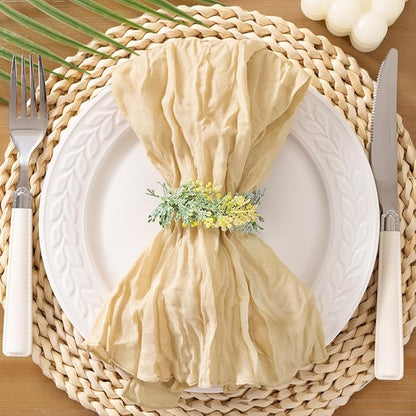 Socomi Champagne Sand Cheesecloth Napkins Fall Thanksgiving Cheese Cloths Gauze Set of 24 Boho Washable Dinner Table Napkins for Wedding Party Baby Shower Birthday Party Decor