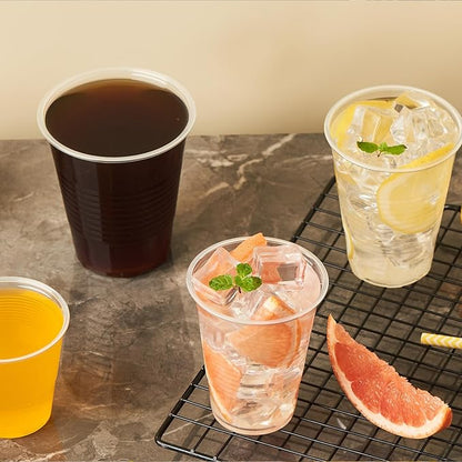 500 Count 9 oz Crystal Clear Disposable Plastic Cups Bulk PP Cups for Parties, Water, Wine, Cold Drinking (Formerly FULING)