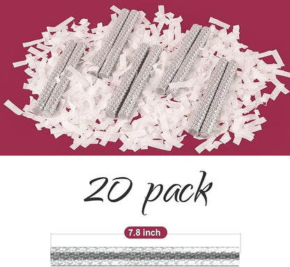 BATTIFE 20Pack White Confetti Wands, Tissue Paper Confetti Flick Flutter Sticks for Wedding Celebrations, Anniversary, Birthday Party, 7.8inch