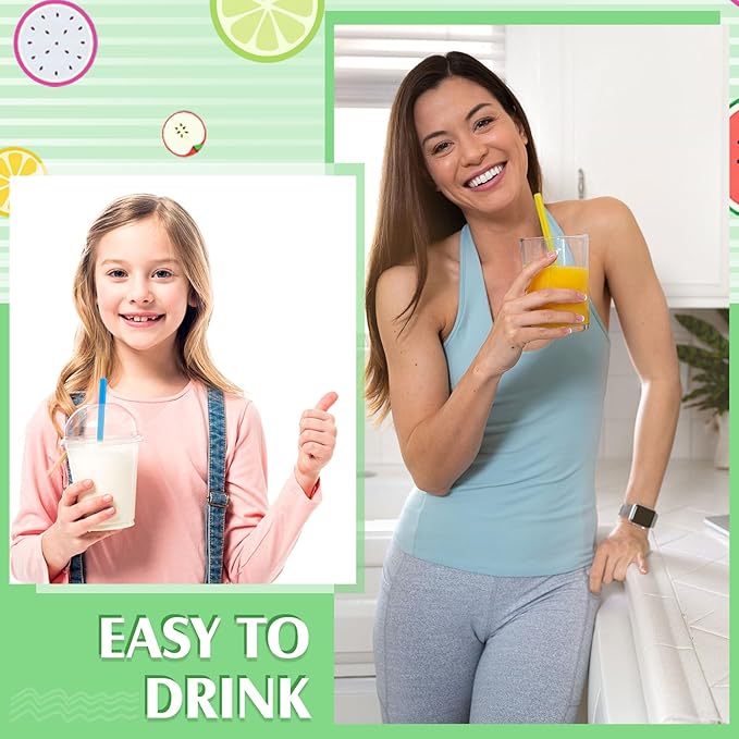 Tessco for you 600 Pcs 6 Inch Jumbo Smoothie Straws Bulk Large Plastic Disposable Bubble Tea Straws Wide-Mouthed Individually Wrapped for Tall Homemade Milkshakes Drinking(Bright Color)