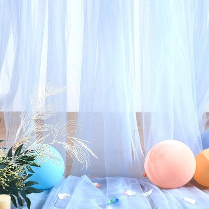Baby Blue Tulle Backdrop Curtain for Parties Baby Shower Boys Light Blue Sheer Backdrop Curtains Drapes for Birthday Party Wedding Photo Shoot Background Decorations 2 Panels 5ft X 8 ft