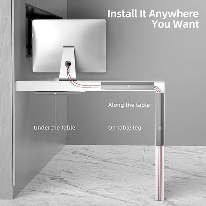 YECAYE 94.2 in Cable Management Under Desk,Easy Install Adhesive Mount Cord Hider,Cord Organizer,Wire Management,Wire Hider for Office Organization,Child & Pet Proof,Grey