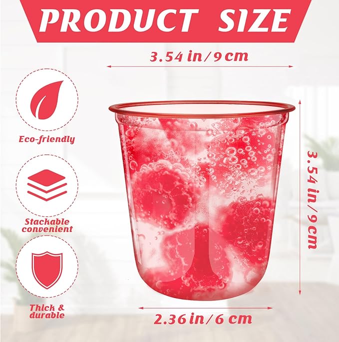 50pcs 12oz Disposable Stemless Glasses,PET Disposable Drinking Cups,Cold Party Clear Plastic Wine Glasses for Parties Birthday,Wedding,Meeting,Christmas Party Supplies. (Red)