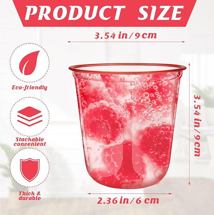50pcs 12oz Disposable Stemless Glasses,PET Disposable Drinking Cups,Cold Party Clear Plastic Wine Glasses for Parties Birthday,Wedding,Meeting,Christmas Party Supplies. (Red)