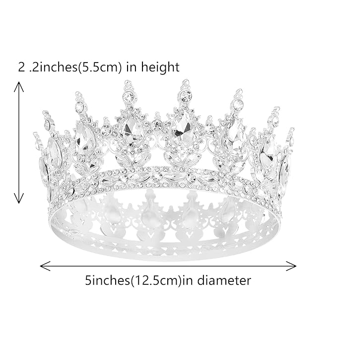 Queen Crown Rhinestone Wedding Crowns and Tiaras for Women Costume Party Hair Accessories Princess BirthdayCrown Crystal BridalCrown (Silver White Crowns)