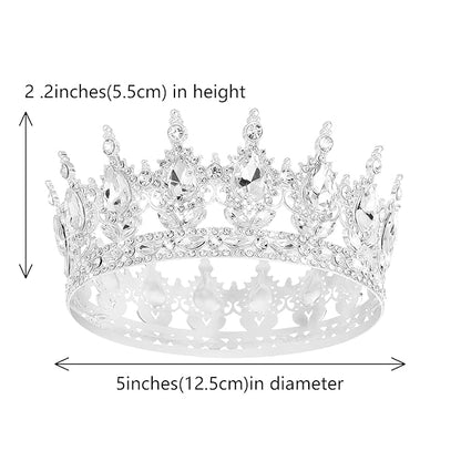 Queen Crown Rhinestone Wedding Crowns and Tiaras for Women Costume Party Hair Accessories Princess BirthdayCrown Crystal BridalCrown (Silver White Crowns)
