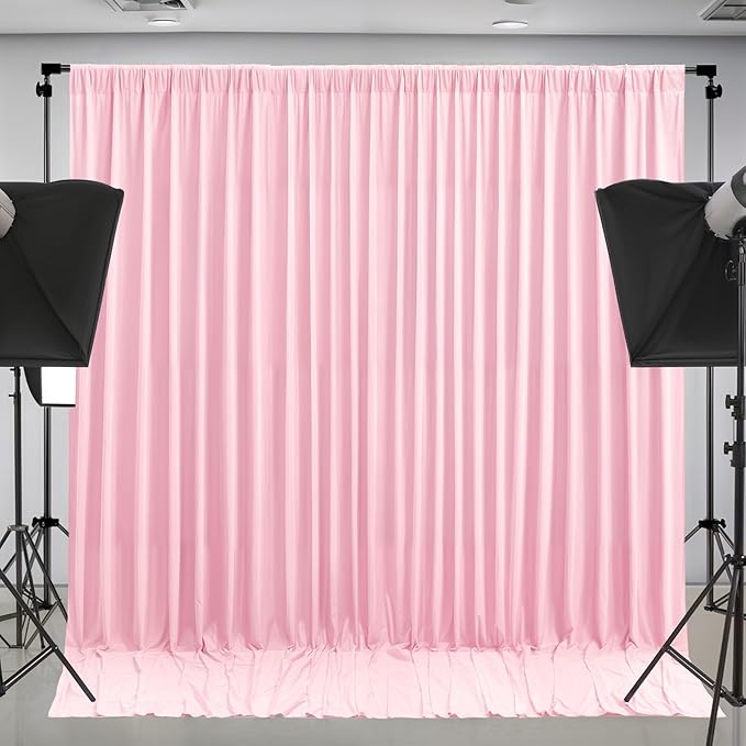 8 x 10 ft Baby Pink Backdrop Curtains Photo Background Panels Wrinkle Free Drapes for Backdrop Soft Long Curtains for Backdrop Decoration Princess Birthday Parties Wedding Bridal Shower