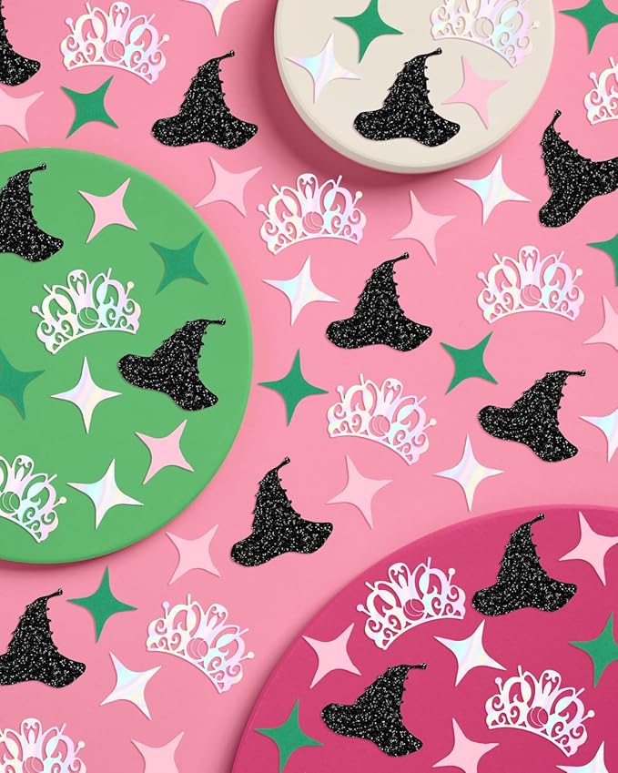 xo, Fetti Pink + Green Witch Confetti, Glitter + Iridescent Foil - 200 pc | Kids Wizard Party Decorations, Girls Birthday Table Decor, Popular Supplies, Bachelorette Tablescape