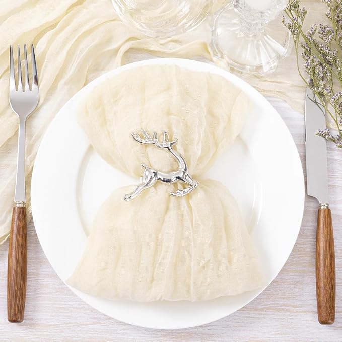 Socomi Beige Cheesecloth Napkins Fall Thanksgiving Cheese Cloths Gauze Set of 10 Boho Washable Dinner Table Napkins for Wedding Party Baby Shower Birthday Party Decor