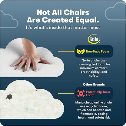 Serta Garret Executive Office Chair, Ergonomic Mid-Back with Lumbar Support, Semi-Plush Cushion and Body Pillows, Padded Armrests, Swivel Base, Bonded Leather, Brown