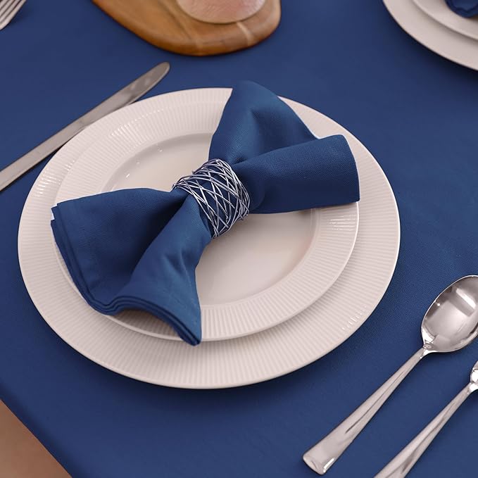 Encasa XO Cobalt Blue Cloth Napkins Set of 12, 17"x17" | Solid Color Cotton Dinner Napkins | Washable & Reusable Napkins for Dining Table Fall Decoration, Holiday & Christmas Festivals