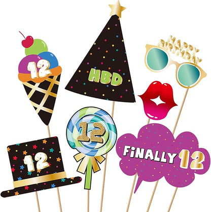 BRT Bearingshui 12th Photo Booth Props - Birthday Party Accessories, Signs & Decorations