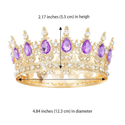 Purple Crown for Women Crystal Tiara and Queen Crown for Girl Wedding Headband for Bride Hair Accessories for Costume Birthday Party Cake Decoration Prom