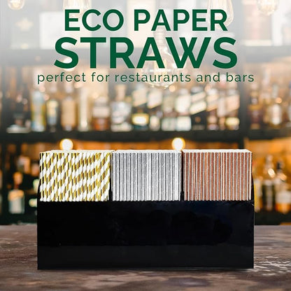 7.75 inch Disposable Silver Paper Straws 1000 Counts - for Drinking, Cocktail, Bar, Restaurant, Party, Wedding