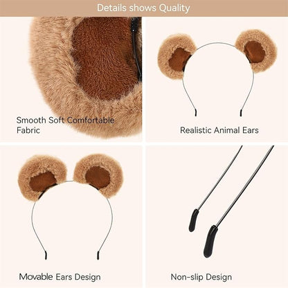 Beviliu Brown Bear Ears Cute Headband Fluffy Hairband, Animal Head Wear for Party Celebrations Halloween