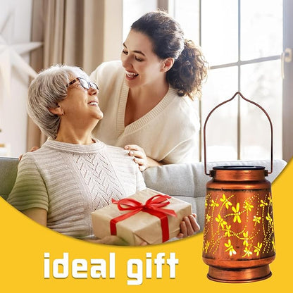 Christmas Gifts for Women, 2 Pack Dragonfly Birthday Gifts for Women Mom Grandma Solar Lanterns Outdoor Waterproof Garden Decor Hanging LED Decorative Light for Patio Yard Lawn Gardening Gifts