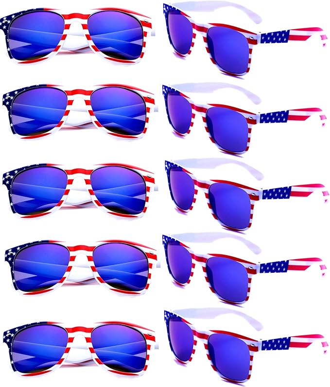 Eyegla Bulk American Sunglasses USA Flag Sunglasses Patriotic Glasses 4th of July Party Supplies-10/20Pack