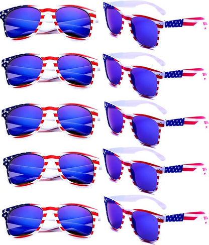 Eyegla Bulk American Sunglasses USA Flag Sunglasses Patriotic Glasses 4th of July Party Supplies-10/20Pack