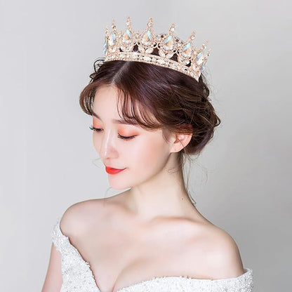 Rose Gold Princess Crown - Glamorous Wedding & Party Tiara for Women & Girls - Sparkling Rhinestones - Comfortable & Hypoallergenic - Perfect for Halloween, Prom, Birthday, Wedding & More