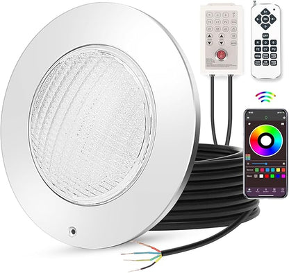 Pool Lights for Inground Pool, 54W 10 Inch Large LED Multicolor Inground Pools LED Light with 50 Foot Cord for Wet Niche, APP Control & Remote Control